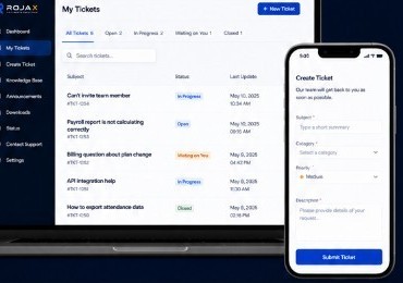 ROJAX support tickets on desktop and phone